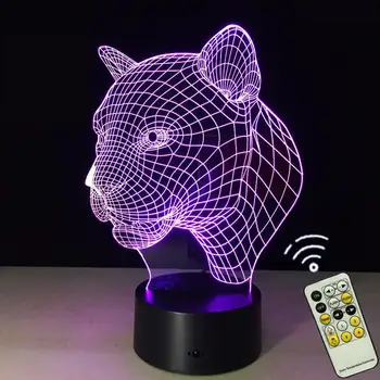 

New Leopard Head Led 3d Lamp Novelty Spread Creative Gifts 3d Nightlight Wholesale Usb Led Wireless Table Lamps