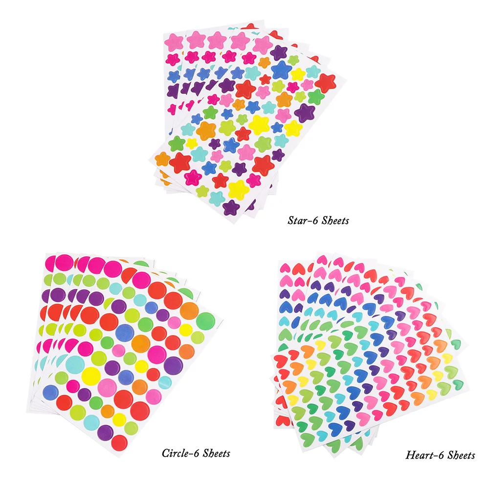 6 листов Сердце Звезда наклейка дневник красочные радужные наклейки альбом для вырезок игрушки для фото для детей