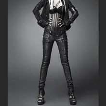 Панк РЕЙВ панк стиль Мода Дикий рок-н-ролл обтягивающие женские кожаные брюки Pantalones Mujer женские брюки