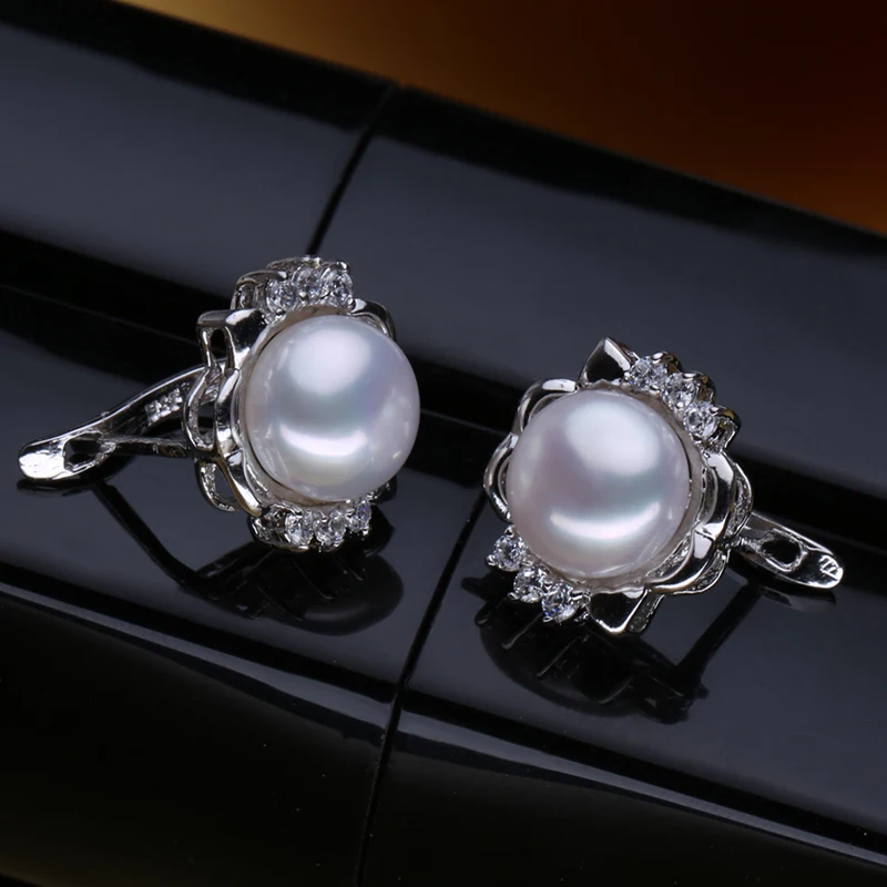 FENASY S925 серебро перо ожерелье набор цветок кольцо клипсы серьги Бохо пресноводный жемчуг модные Ювелирные наборы для женщин