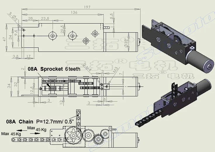 GW520 DC 24 V 12 rpm 15 мм/сек. 08A червячный мотор-редуктор открывающийся автоматический контроль бытовой прибор домашний вентиляционного окна открытый