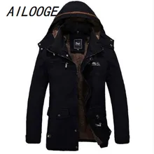 AILOOGE, мужская куртка с меховой подкладкой, толстое длинное теплое зимнее пальто с капюшоном, пальто, мужские зимние куртки, мужские хлопковые пальто, верхняя одежда