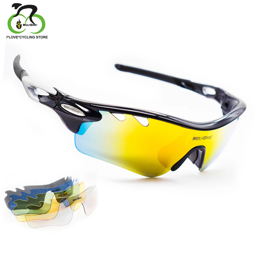 

WOLFBIKE 5 Lens Polarized MTB Cycling Sunglasses Men UV400 Running Bicycle Eyewear Sun glasses Bendable Fishing Goggles