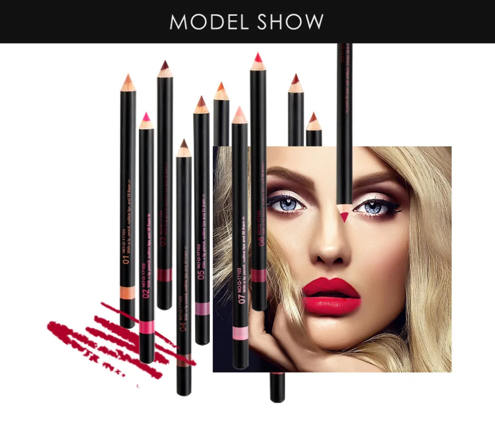 QIBEST бренд макияж комплект 12 шт./лот maquillaje Professional Lip liner Pencil прочного косметический lotes al por mayor помада Мода