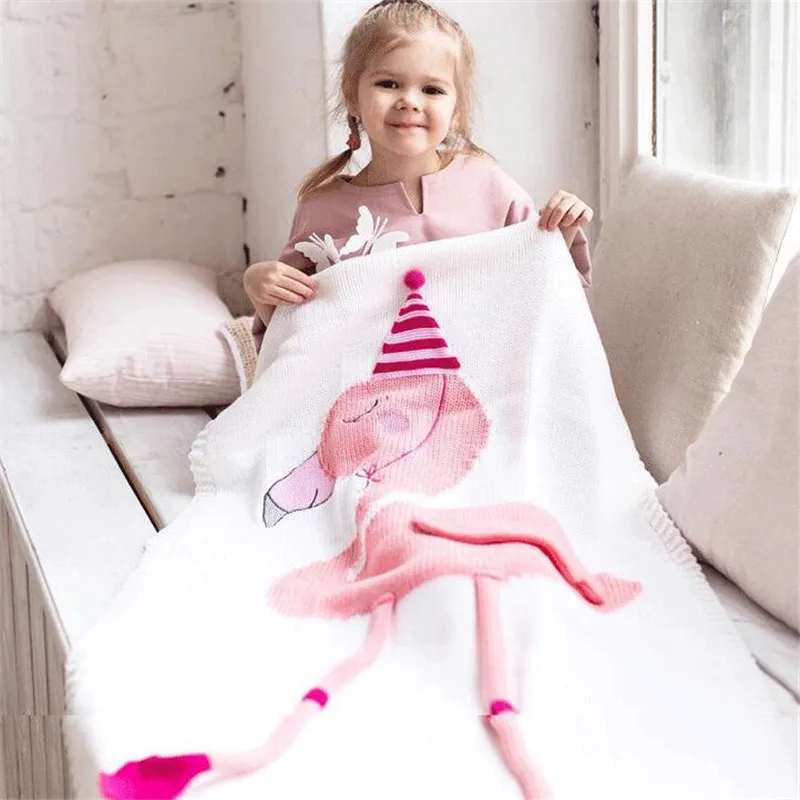Милый Фламинго одеяльца для новорожденных ухо одеяло; Банное полотенце дети малыш постельные принадлежности мягкая теплая вязаная пеленка диван вечерние Декор