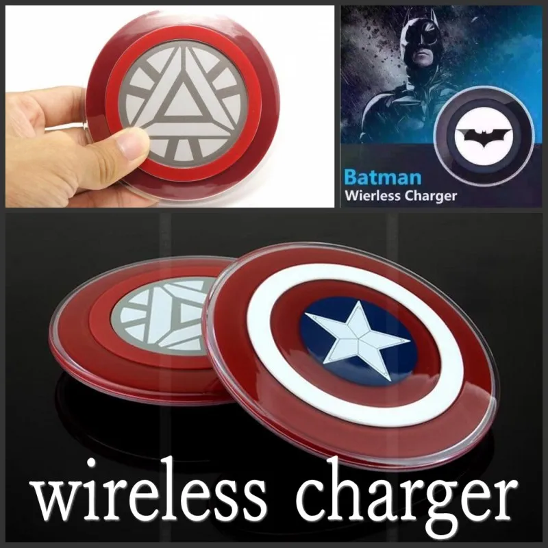 

QI Wireless Charger For Samsung Galaxy S6/S6 Edge G9200 G920F G9250 G925F Captain America Iron Man Batman Phone Charging Pad
