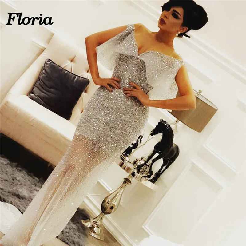 

African Sparkly Mermaid Evening Dresses 2018 Robe de soiree New Arabic Muslim Dubai Formal Prom Party Dress For Weddings Kaftans