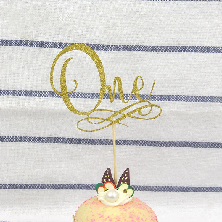 Cake Toppers One Glitter Letter Love Cake Topper Happy Birthday Cupake Flags Wedding Valentine DIY Decor Supplies Kids Party