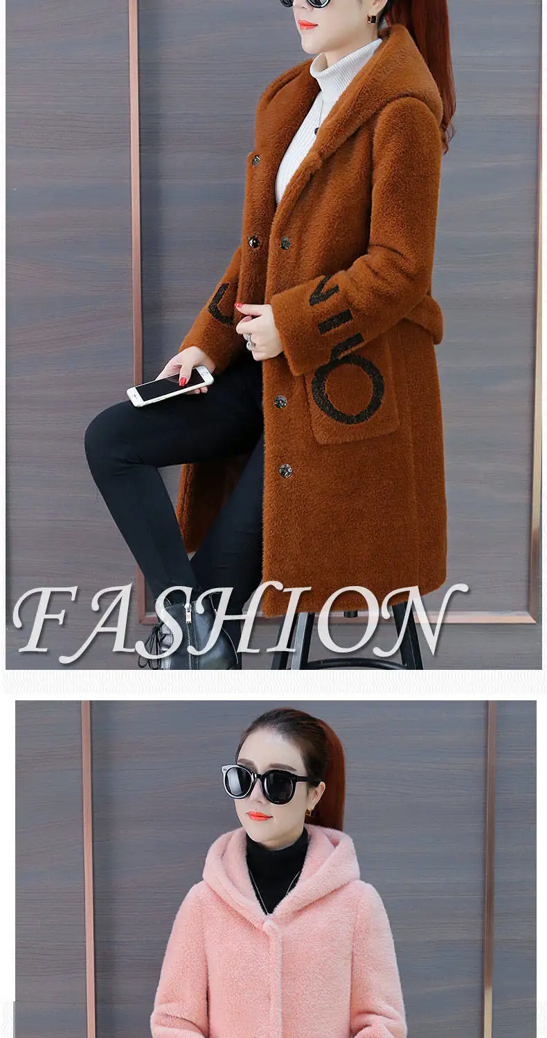 Женская норковая Меховая куртка Женская длинная куртка осень-зима версия толстого шерстяной кашемир пальто