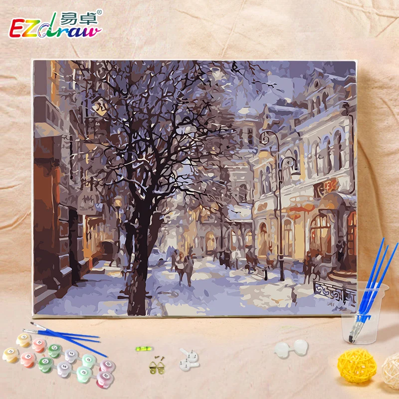 Vergelijk prijzen op winter oil painting online winkelen / kopen ... Woonkamer decoratie winter