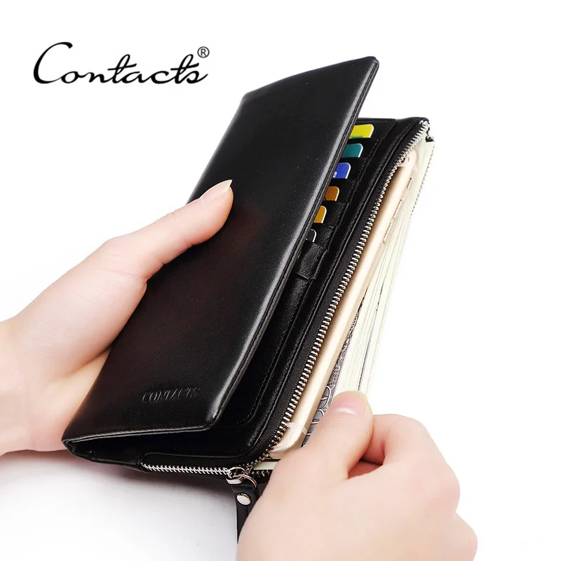CONTACT'S 2016 New Classical Vintage Style Men Wallets Genuine Leather Wallet Fashion Brand Purse Card Holder Wallet Man M1003