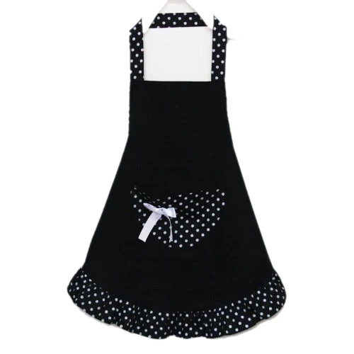 

Bestselling Lovely Cotton Polka Dot Pattern Working Chefs Kitchen Cooking Cook Women's Bib Apron with Bowknots Pockets Design