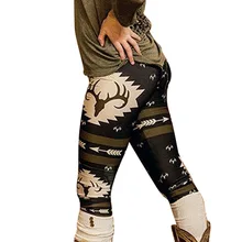 Модные женские леггинсы с рождественским принтом оленя, зимние теплые штаны размера плюс 5XL, повседневные обтягивающие эластичные леггинсы для фитнеса