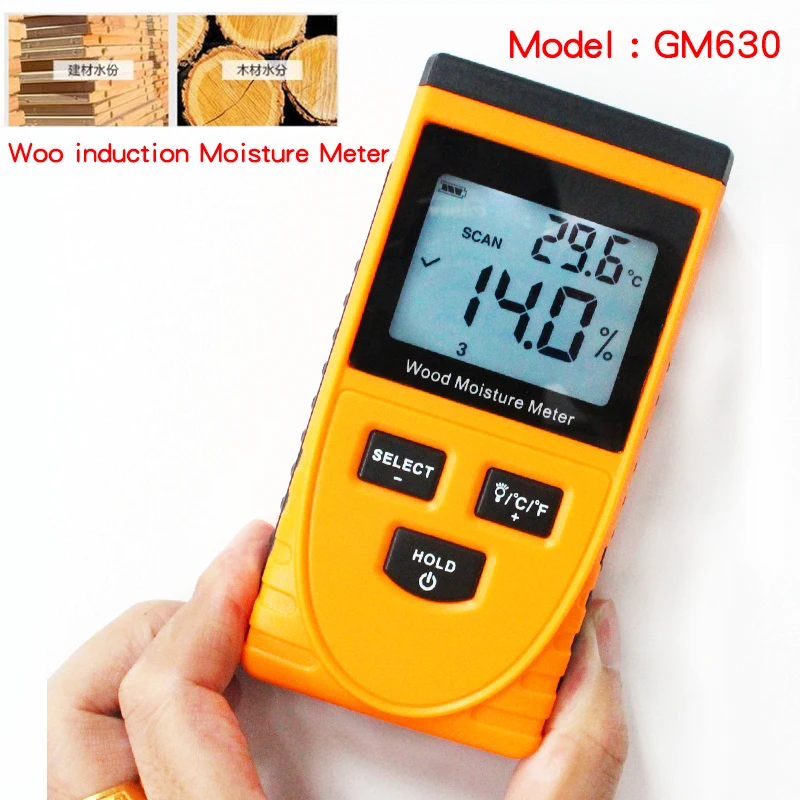 

GM630 induction Wood Moisture Meter Temperature Humidity Tester Induction Moisture Tester LCD Display Hygrometer