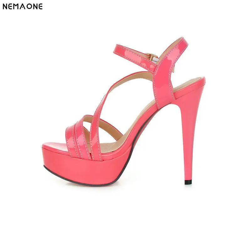 

NEMAONE 2018 Summer Women Sandals Fashion High Heels Sandal Sexy Gladiator cross strap Platform Party Dress Shoes Woman