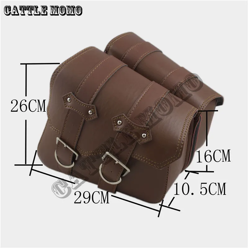 Motorcycle Saddle Bags Side Bag Brown Motor Chopper Bike Tool Bag for Sportster XL883 XL1200 Motorcycle PU Leather Bags
