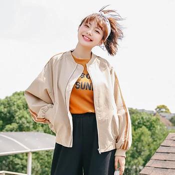 

Small Embroidery Autumn Bomber Jacket Women Trending Products 2018 Yellow Jacket Korean Street Style Windbreaker Coat Women 5B68