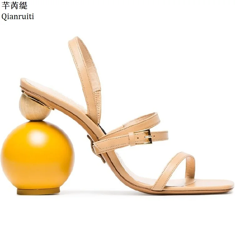 

Qianruiti Summer Strange Style High Heels Women Sandals Cut-Outs Women Gladiator Shoes Buckle Strap Slingbacks Women Pumps