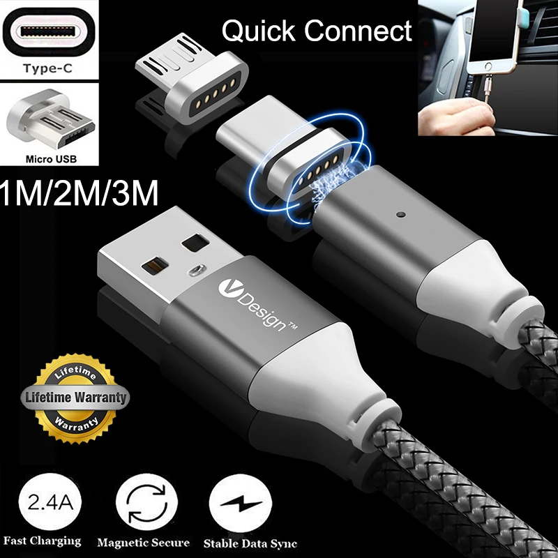 

1/2/3M USB Type C/Micro USB/IOS Magnetic Cable USB-C Type-C Fast Charger Adapter Magnet Cable For Samsung Apple iPhone iPad