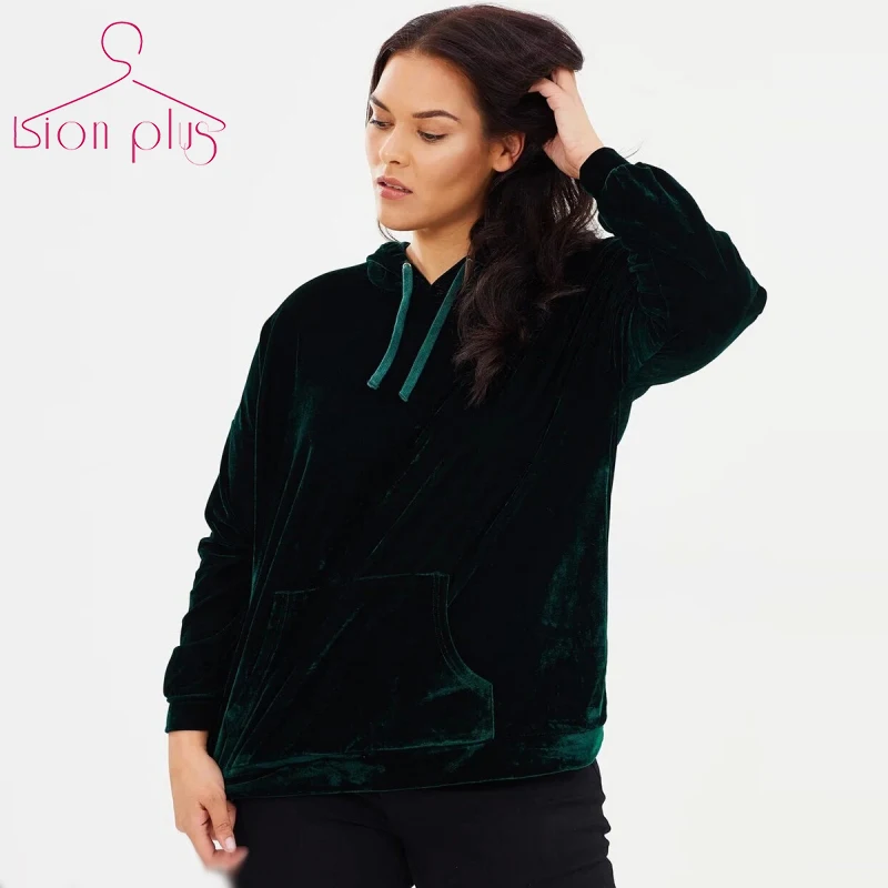 

Velvet Hoodies Women 7XL 6XL 5XL Oversized Hoodie Sweatshirt Women 2018 Autumn New Green Loose Hooded Clothes Sudadera Mujer