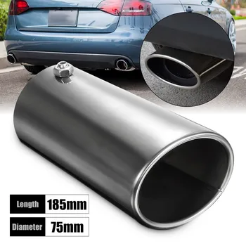 

2pcs/1pc Chrome Metal Steel Car Trim Straight Exhaust Tail Rear Muffler Pipe Tip End For Honda For Toyota Universal 70mm-75mm