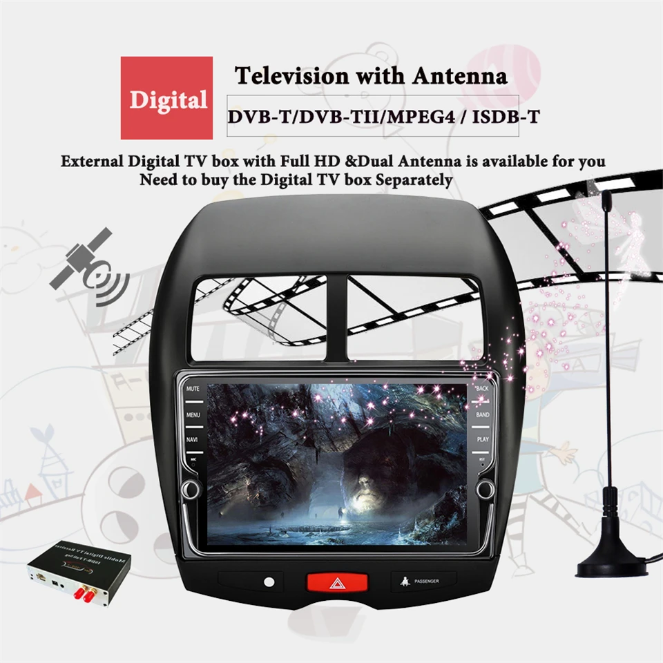 Perfect IPS android 9.1 car dvd player gps navigation for Mitsubishi ASX 2011-2019 car radio stereo dvd Tape Recorder System DSP 11