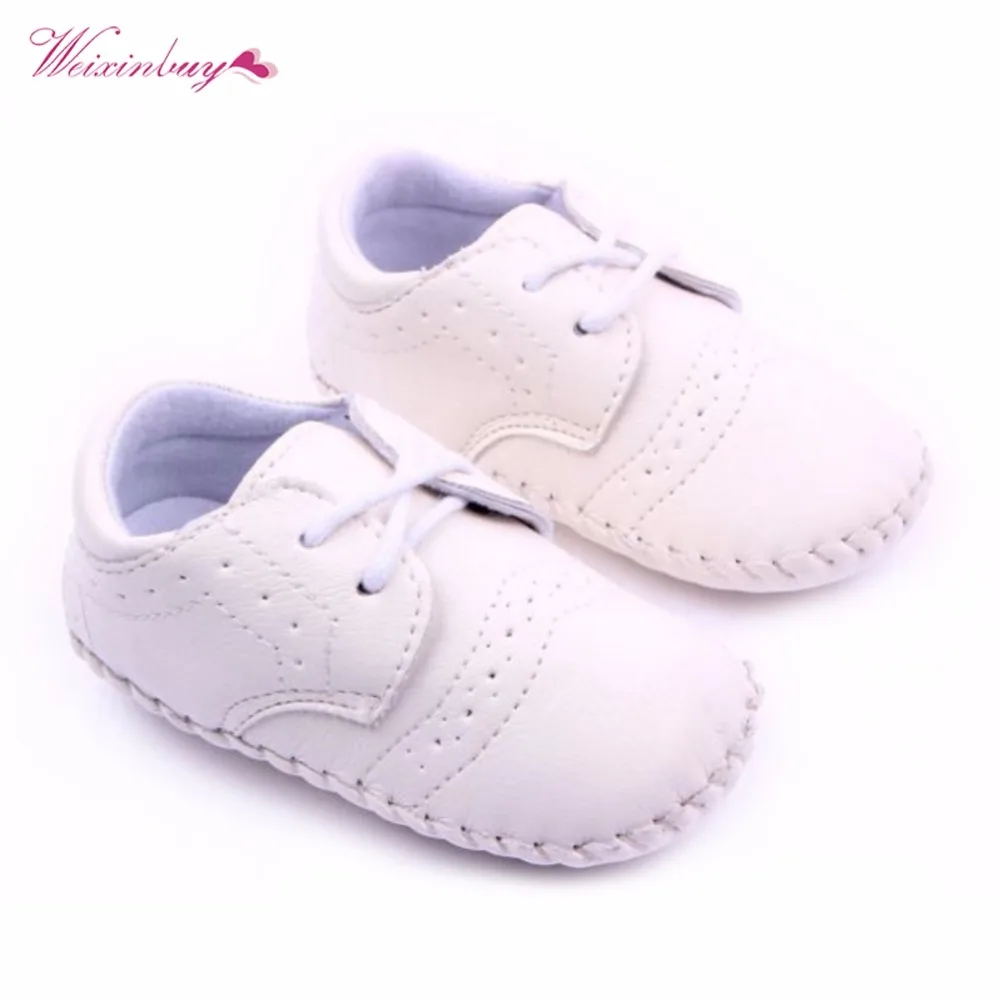 Weixinbuy Infant Baby Boy Girl Soft Sole Anti-Slip Casual PU Leather Lace Shoes