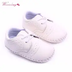 Weixinbuy/0-12 м Симпатичные для маленьких мальчиков Обувь для девочек первых шагов малыша Кружево до Искусственная кожа противоскользящие