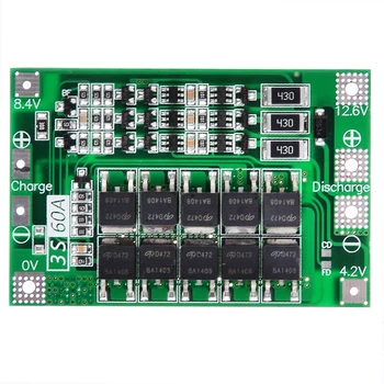 

Newest 3S 12.6V 60A w/Balance 18650 Li-ion Lithium Battery BMS Protection Board For Drill Motor