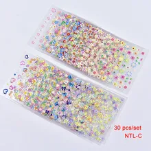 30 шт, YM61-90, новые розовые стикеры 3D на ногти Nail Art, яркие цветы, дизайн, Гель-лак для ногтей, наклейки, сделай сам, самоклеющиеся наклейки для ногтей