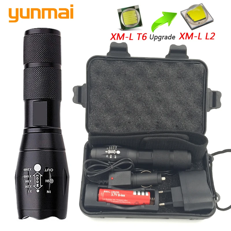 

Z20 LED Flashlight XML T6 L2 LED Portable tactical light Torch waterproof lantern 5 Modes Zoom for Camping Riding Light