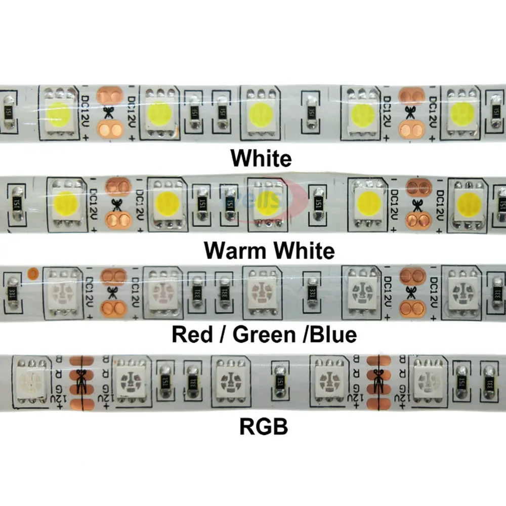 5 м/лот DC12V 5050 SMD 60 Светодиодный s/m Белый/теплый