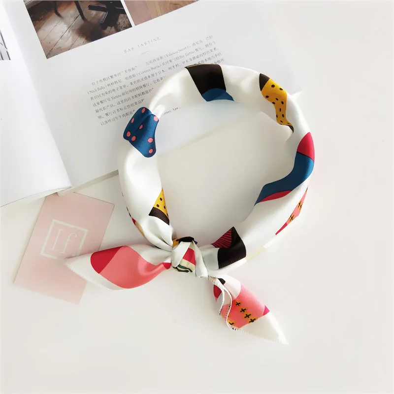 Small Square Scarf Women Neck Hair Tie Band Hotel Waiter Flight Attendants Business Imitate Bandana Silk Bag Satin Scarves