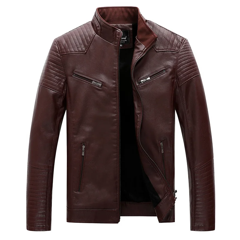BOLUBAO кожаная куртка мужская Толстая теплая ветрозащитная кожаная зимняя куртка мужская мотоциклетная куртка для мужчин флисовая подкладка куртки пальто