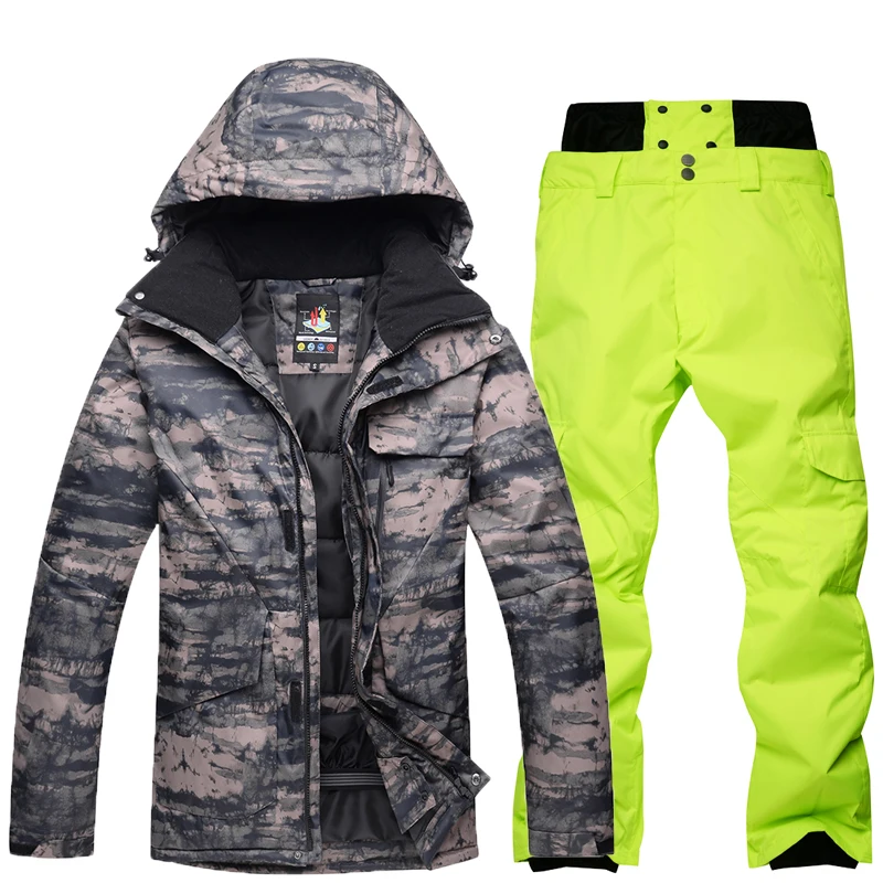 Лыжный костюм, Мужская ветрозащитная Водонепроницаемая 10000 зимняя высококачественная лыжная куртка+ лыжные штаны для мужчин-30 градусов, теплая