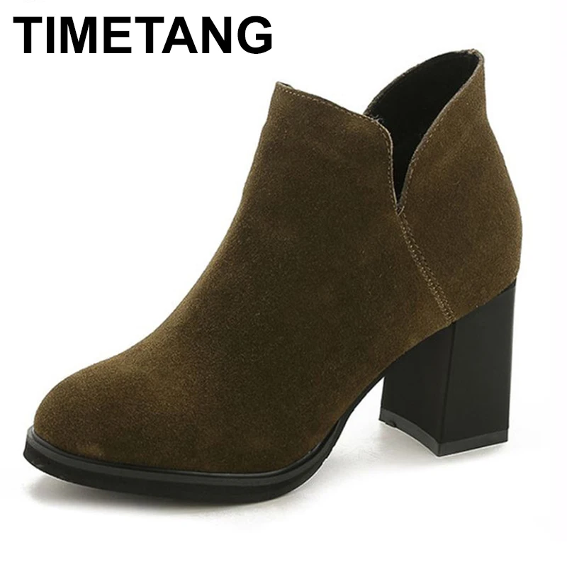 

TIMETANG The 2017 autumn/winter fashionable atmosphere style and air style leather shoes with high wear and high boots