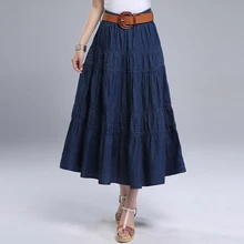 Новая длинная джинсовая юбка большого размера Женская Весна Лето Высокая талия юбка для девочек Женская винтажная юбка N656