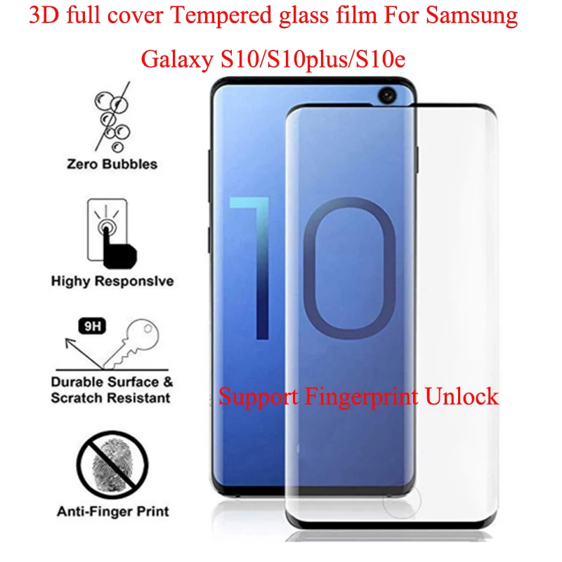 

10pcs/lot 3D Full Tempered Glass For Samsung Galaxy S10 S10 Plus Screen Protector Protective Film For Samsung Galaxy S10e