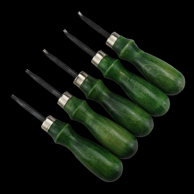 

DIY Leather Craft Edge Beveled Cutting Tool with 0.6mm 1.4mm Wood Handle