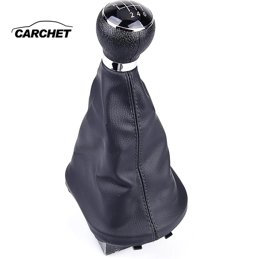 

CARCHET Car Gear Shift Collars Gear Shift Knob Lever Gaitor Boot Cover 6 Speed For Volkswagen VW Touran 2003 2004 2005 -2009