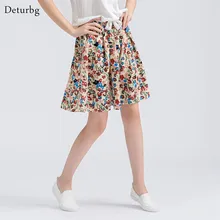 Женская мини-юбка с высокой талией в стиле Харадзюку и цветочным принтом, летняя повседневная плиссированная льняная пляжная юбка в стиле бохо, Saias, 19 цветов, SK93