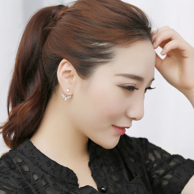 Корейские Позолоченные и посеребренные серьги-гвоздики с кристаллами, модные массивные Ювелирные серьги для женщин, e012
