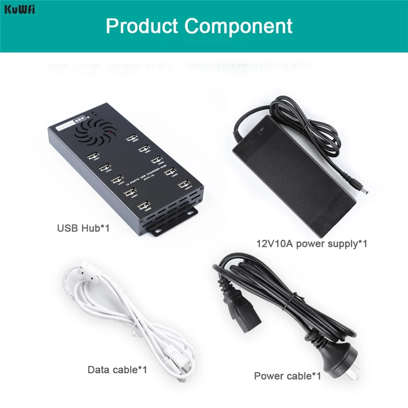 KuWFi usb хаб Зарядное устройство концентратор из Алюминий сплав с Dc12v Вход в