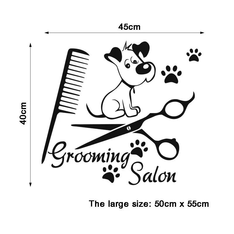 Sticker Muraux Pet Dog Grooming Salon Vinyl Mural Decals Wallpaper for Pet Shop Wall Poster Home Decor House Decoration - Цвет: black