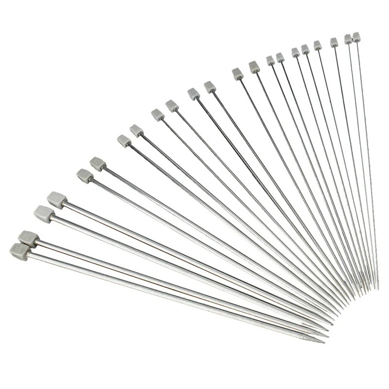 

11 pairs Stainless steel different sizes single pointed knitting needles 2mm-8mm, Silver