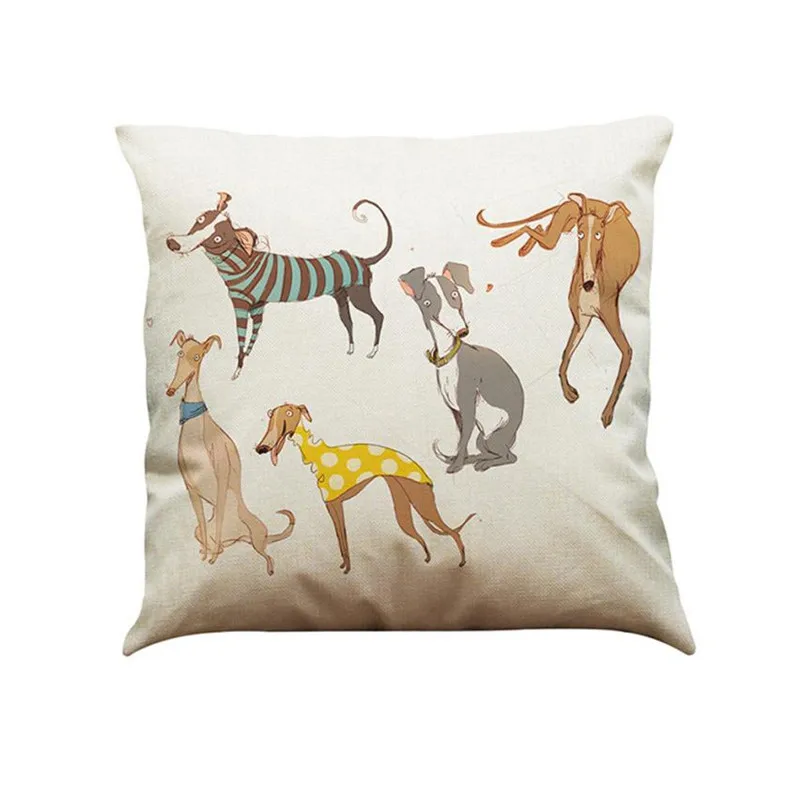 Vintage Dog Cotton Pillow Case Sofa Waist Throw Cushion Cover Home Car Decor0