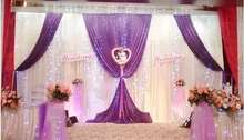 Romantic white and purple Ice Silk Wedding Backdrops for Wedding Decoration Stage Backdrops Curtain with sequin