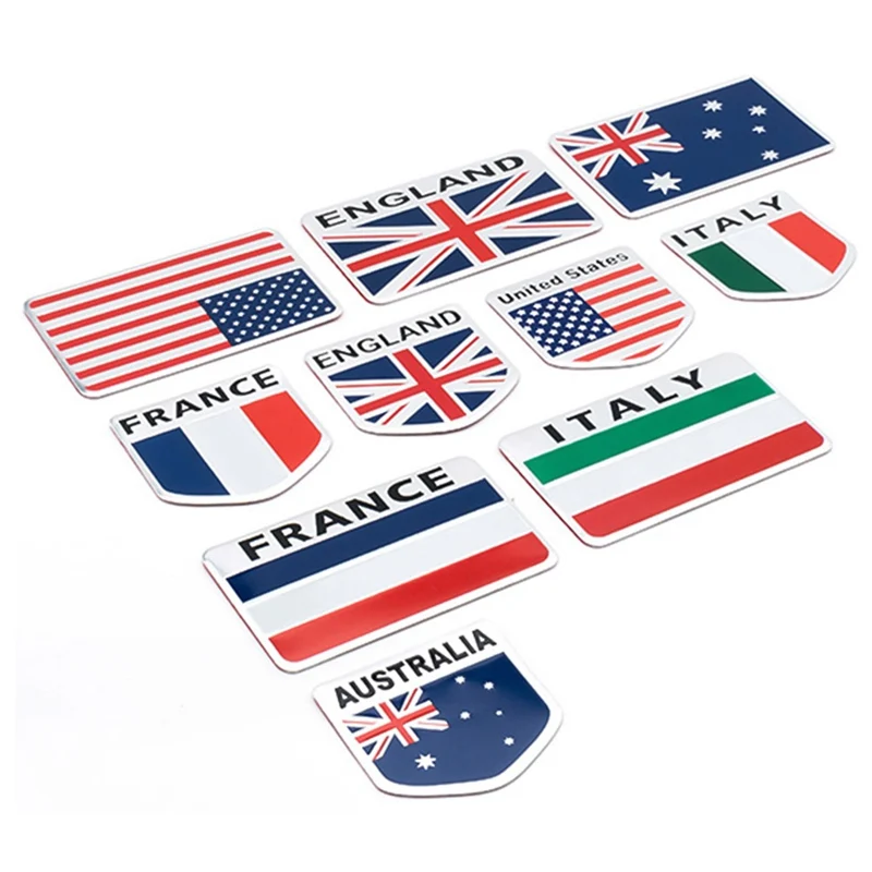 Алюминиевый сплав, Италия, Германия, Великобритания, национальные флаги, сделай сам, наклейки для кузова автомобиля 5x5 см, аксессуары для украшения автомобилей, мотоциклов