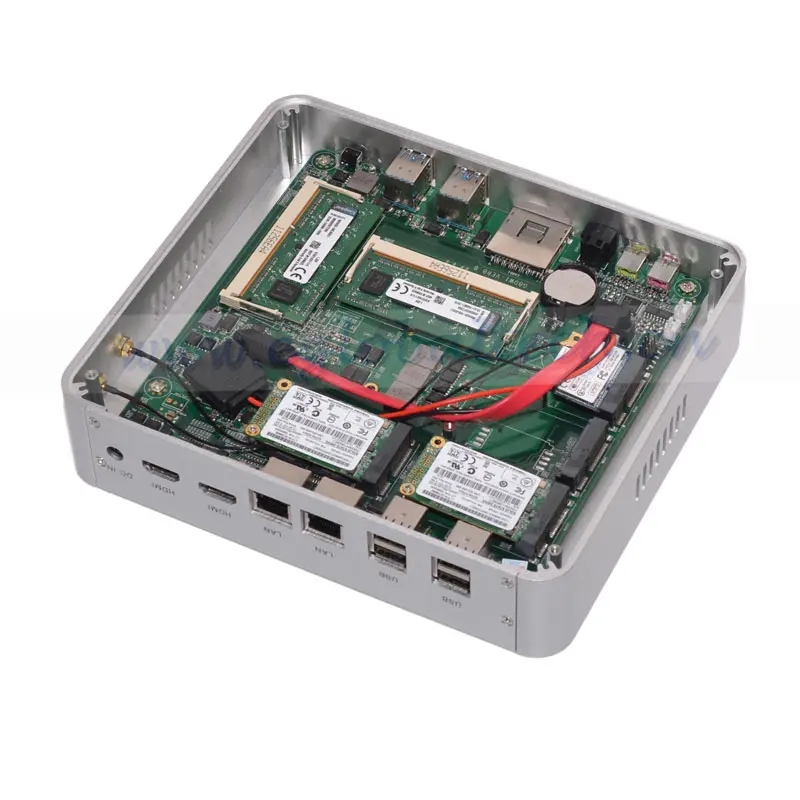 

Wholesale Barebone System Intel Core i7 5500u CPU Thin Client Fanless Mini PC Graphics HD 5500 2*RJ45 Lan/ HDMI Win10 minipc