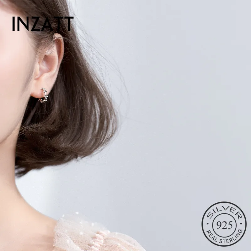 

INZATT Real 925 Sterling Silver Geometric Round Irregular Hoop Earrings For Women Hyperbole Fashion Jewelry Accessories GFit